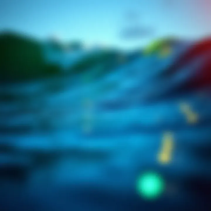 Aquatic scene with bioluminescent waves