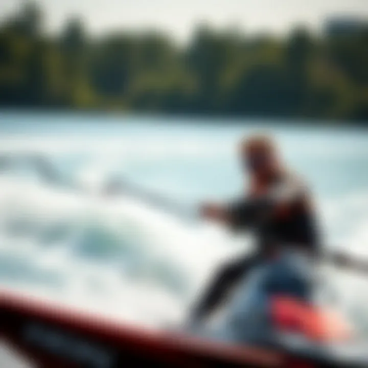 A rider utilizing the carbon aerobar during a watersport event