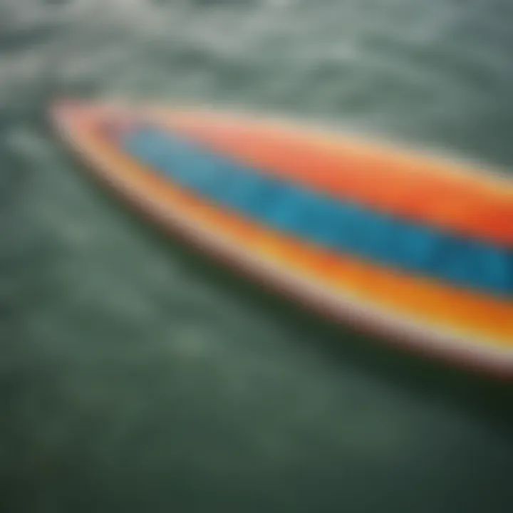 A vibrant image of a fish surfboard capturing its unique shape.