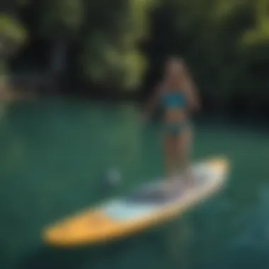 An overview of a paddleboard demonstrating its versatility on water.