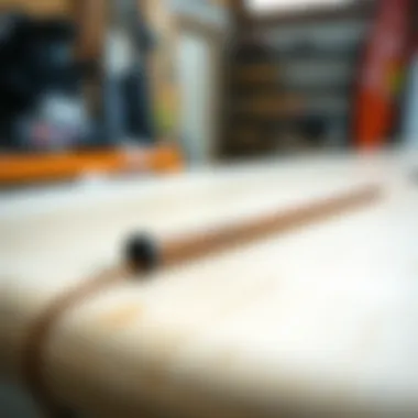 Craftsmanship and Materials in Surfboard Design Close-up of surfboard construction materials and craftsmanship