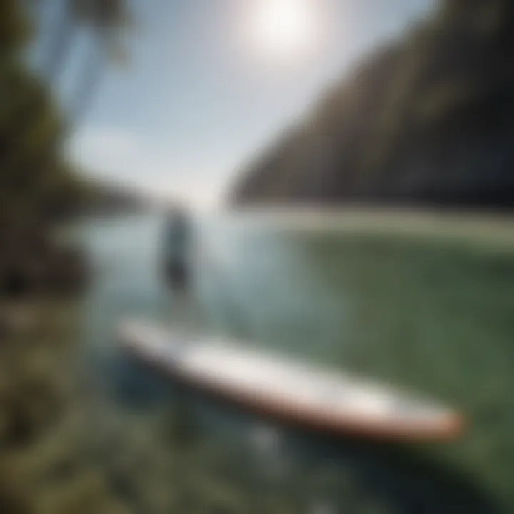 Eco-friendly paddleboarding setup on the beach