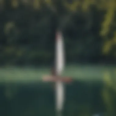 Paddleboarding with Sails in Scenic Lake Scenic view of paddleboarding with sails in a serene lake