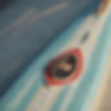 Close-up of slingshot surfboard design details