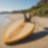 A slingshot surfboard on a sunny beach