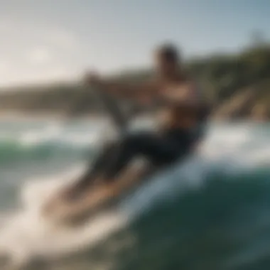 Surfer riding a wave on a slingshot surfboard