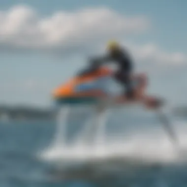 A thrilling moment of competition using hydrofoils