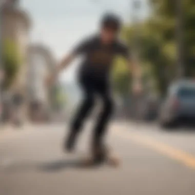 Rider demonstrating advanced longboarding techniques