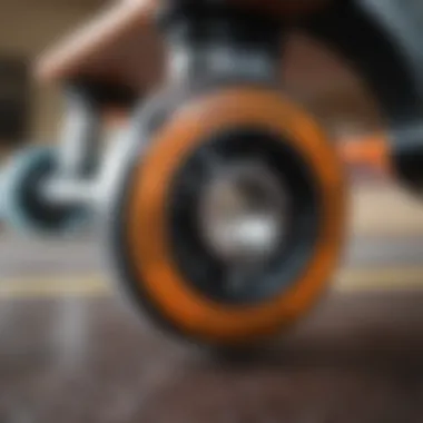 Detailed view of longboard wheels and bearings