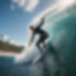 A thrilling moment of surfing on a vibrant wave