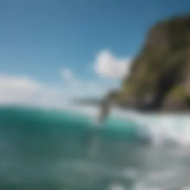 Breathtaking Island Surf Destination A breathtaking panoramic view of a popular island surf destination.