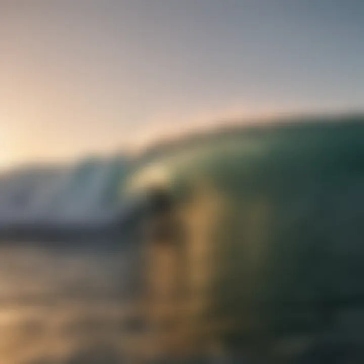 A picturesque sunset view of surfers enjoying the waves, encapsulating the surfing lifestyle