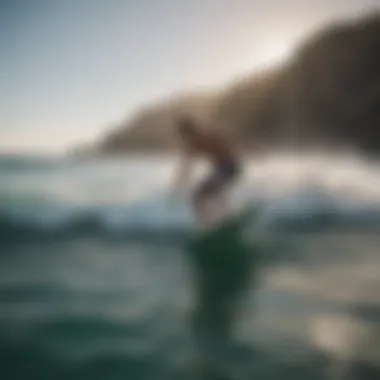 Surfer testing fins in the ocean