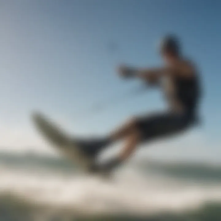 Dynamic action shot of the Ocean Rodeo Flite in use during a kiteboarding session.