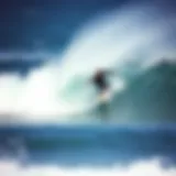 Surfer Riding the Wave A surfer navigating a challenging wave