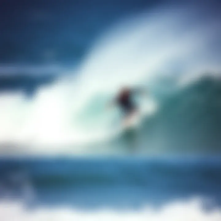 Surfer Riding the Wave A surfer navigating a challenging wave