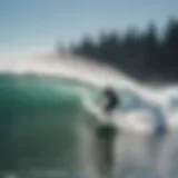 A breathtaking view of surfers riding the waves at Long Beach, Vancouver Island.