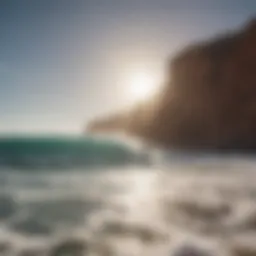 Stunning coastline of Morocco with surfers riding the waves