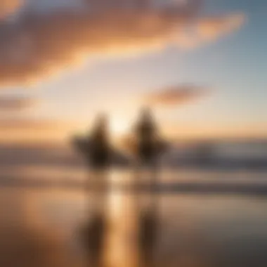 Surfers enjoying the sunset after a day on the waves