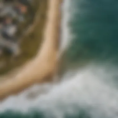 An aerial view of iconic surf spots along the Los Angeles coastline.