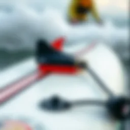 A close-up of a surf key lock box attached to a surfboard