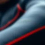 Detailed view of wetsuit material showcasing its texture and flexibility