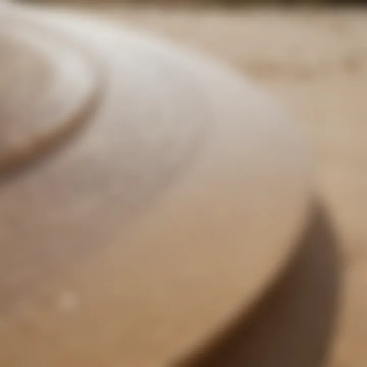 Close-up of a well-designed skim board on sandy shore