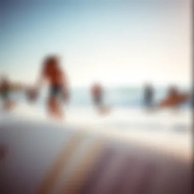 Community of Skimboarders at the Beach A group of skimboarders enjoying a sunny day at the beach