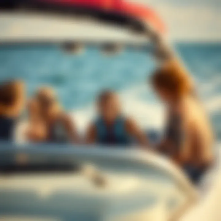 Community and fun in wakeboarding Group enjoying wakeboarding activities