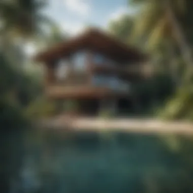 Sustainable Building Practices Eco-friendly materials used in the construction of a tropical villa shack.