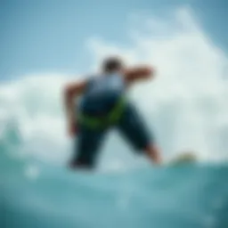 Dynamic shot of Volcom surf trunks in action during a wave ride