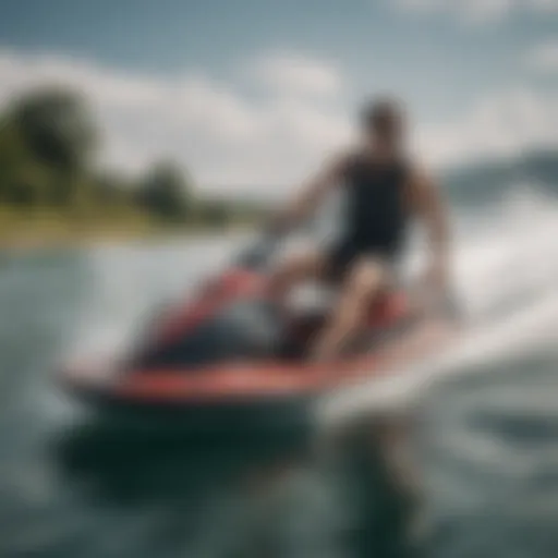 A close-up view of a water ski kneeboard showcasing its design features.