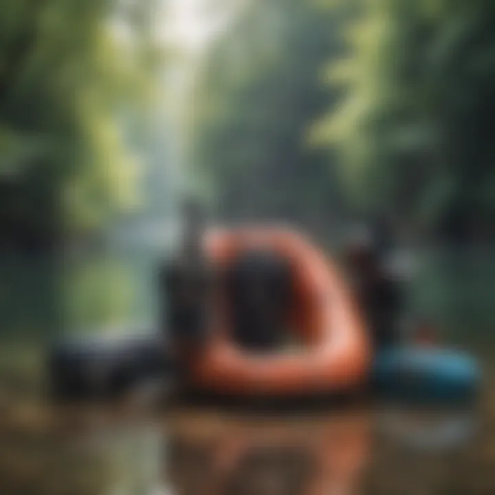 A selection of watersports equipment displayed for campers