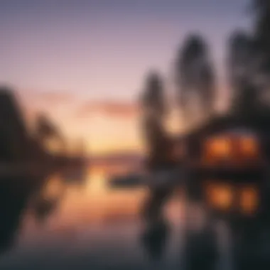 A serene sunset view over a watersport camp