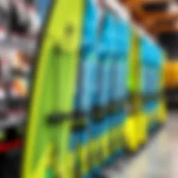 Windsurfing gear display in a shop