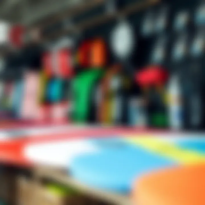 Skimboarding Accessories Display Essential accessories for skimboarding neatly organized for purchase