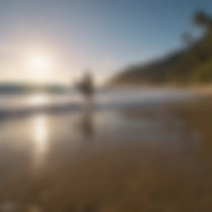 A serene beach environment with ideal surfing conditions