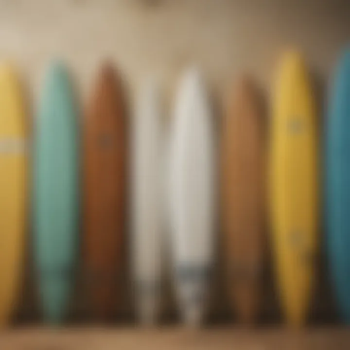 An illustration depicting various surfboard types and their uses