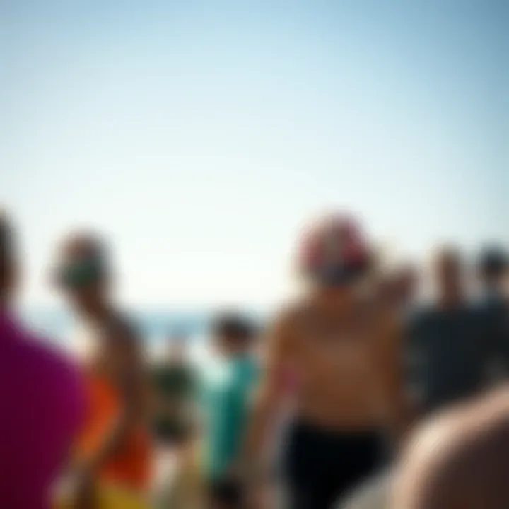 Enthusiasts at a Foil Surfing Event A gathering of enthusiasts at a foil surfing event, demonstrating camaraderie and community