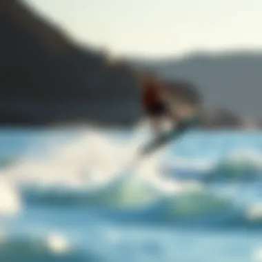 Physics of Lift in Foil Surfing A detailed illustration of the physics of lift in foil surfing, including force diagrams