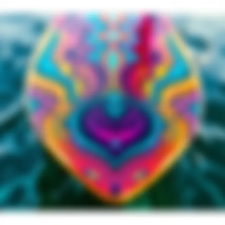 Vibrant Longboard Aesthetics Cutting-edge longboard design showcasing intricate patterns and vibrant colors