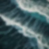 A stunning aerial view of swirling ocean currents showcasing intricate patterns.