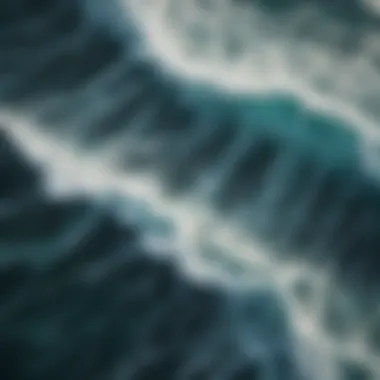 Swirling Ocean Currents A stunning aerial view of swirling ocean currents showcasing intricate patterns.