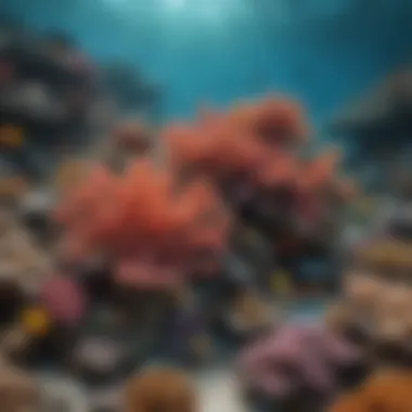 An underwater scene depicting vibrant coral reefs bustling with marine life.