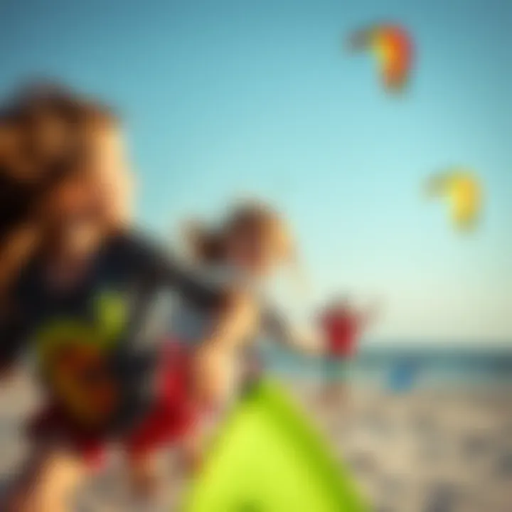 Family Fun with Kites A family enjoying a day of kite flying at the beach