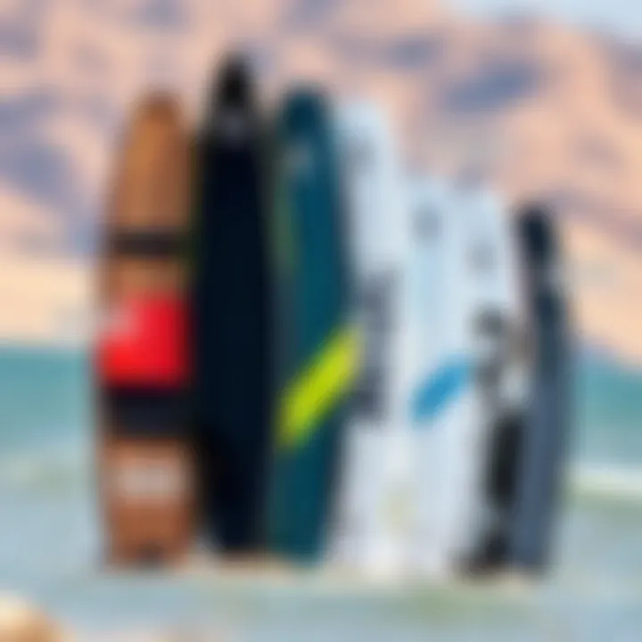 Different types of kiteboards with features highlighted