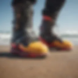 Close-up of kitesurf booties showcasing material texture