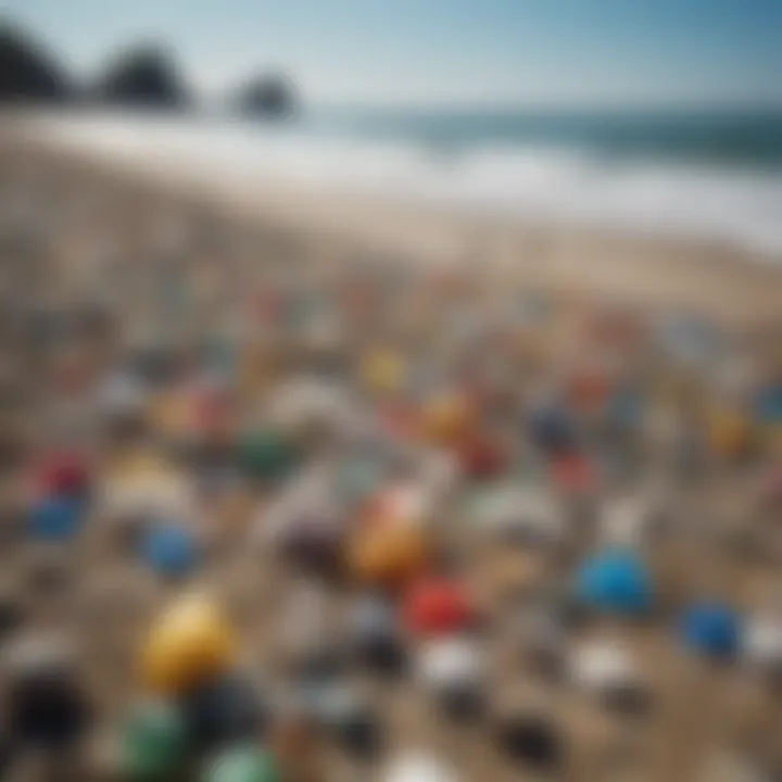 Plastic waste scattered on a beach