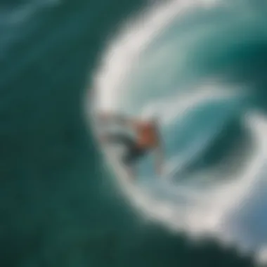 An aerial view of a surfer executing an ollie, highlighting the skill involved.