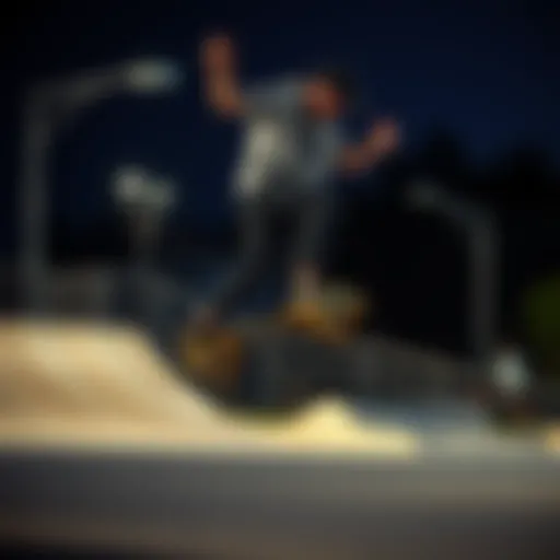 A skateboarder performing an ollie in mid-air